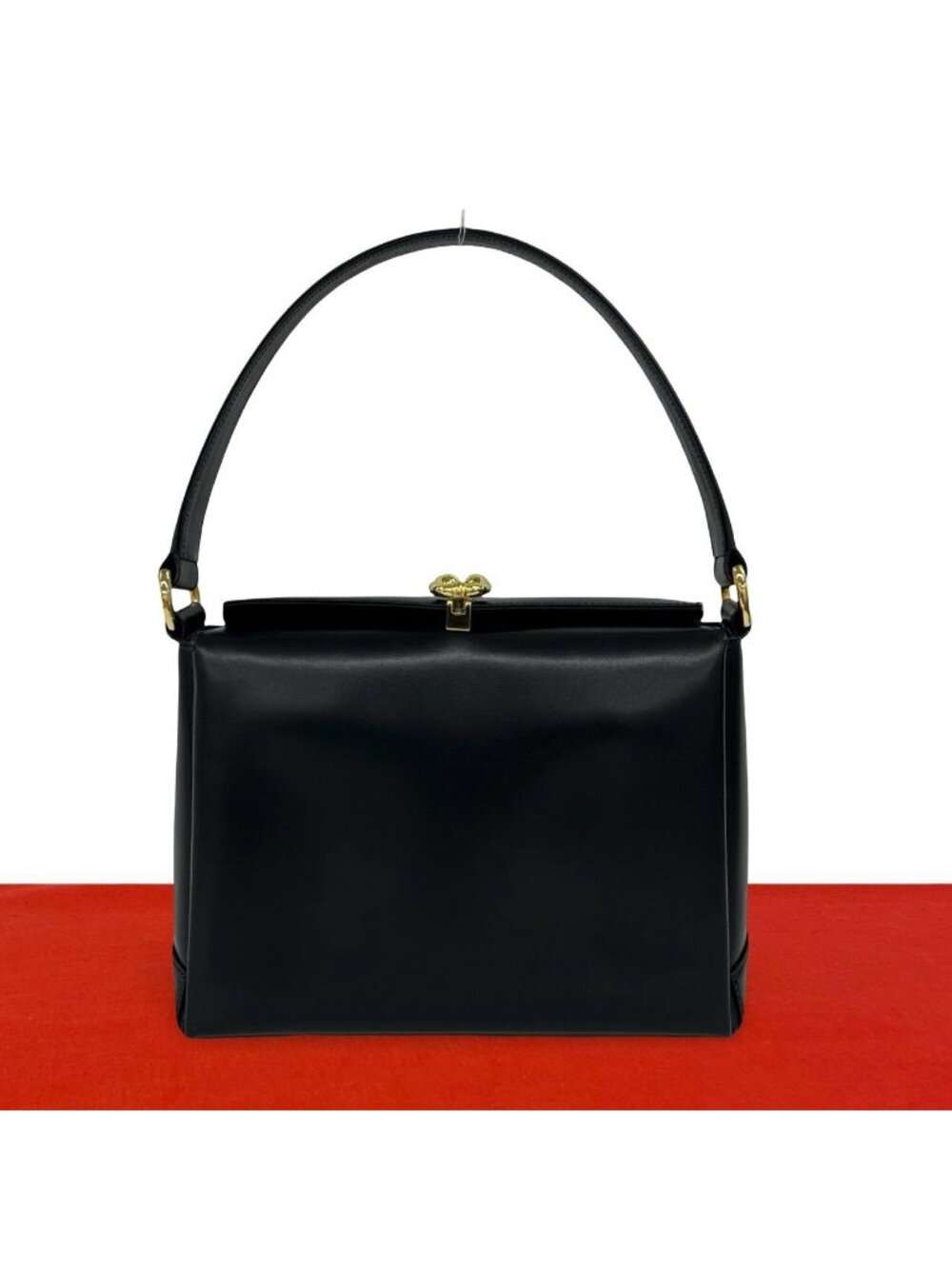 Gucci Vintage Horseshoe Leather Handbag Mini Tote Black